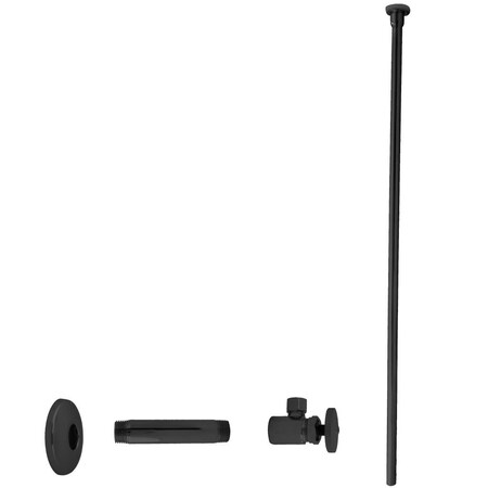 Westbrass Toilet Kit, 1/2" IPS x 3/8" OD x 20" Flat Head in Powder coated Flat Black D103KFH-62